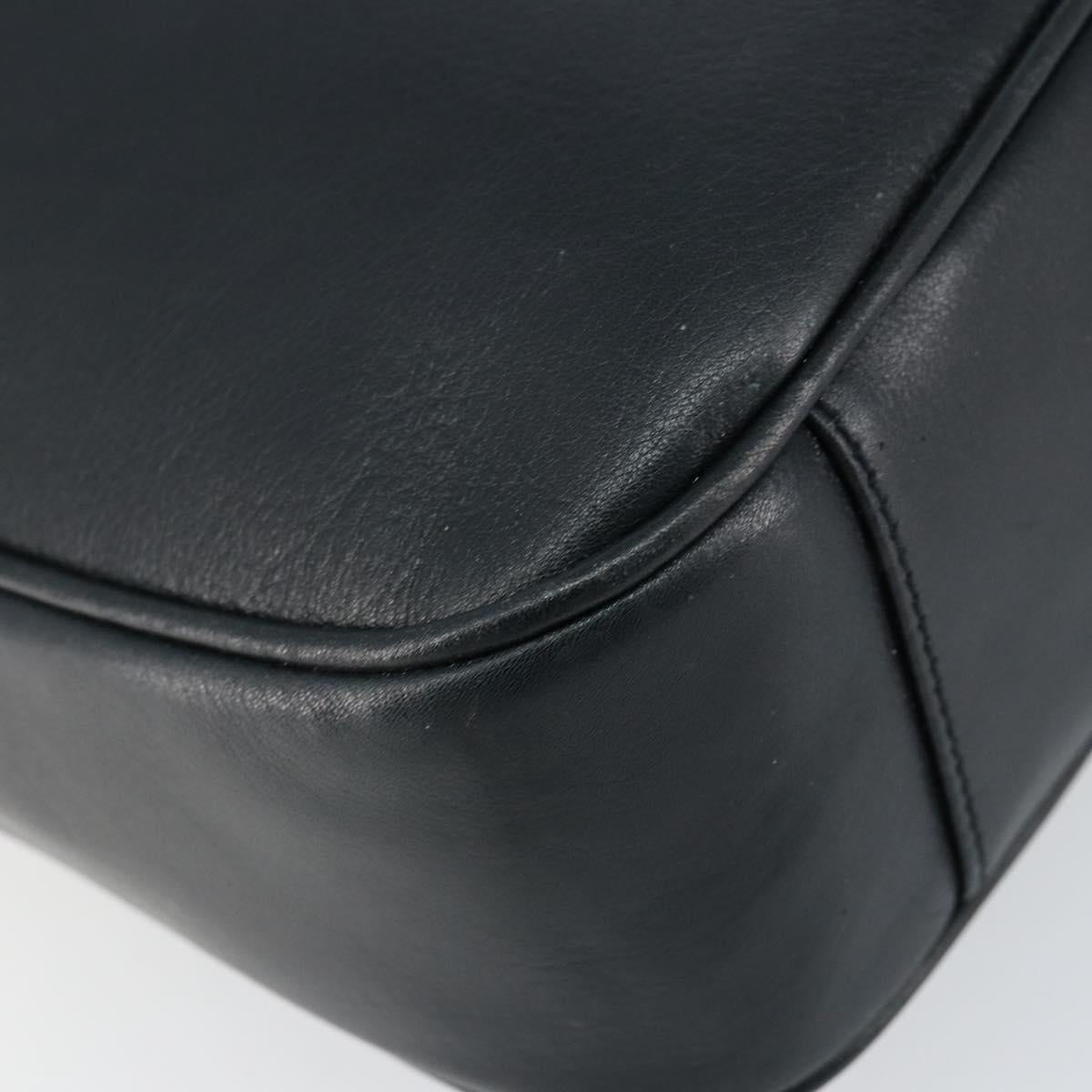 GUCCI Bamboo Hand Bag Leather 2way Navy Gold 001 1705 1638 Auth ep11570