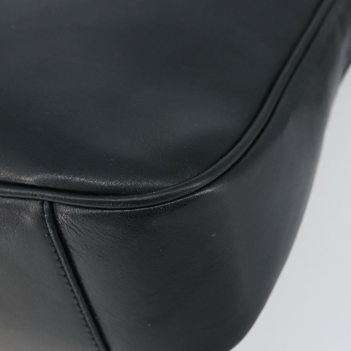 GUCCI Bamboo Hand Bag Leather 2way Navy Gold 001 1705 1638 Auth ep11570