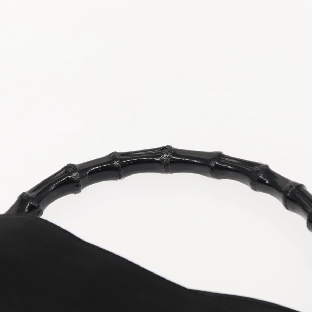 GUCCI Bamboo Hand Bag Nylon Black Silver 001 1577 3754 Auth ep11573