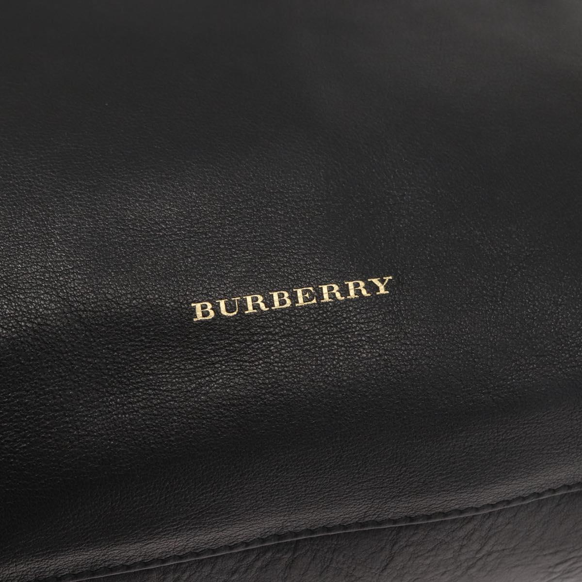 BURBERRY Hand Bag Leather Black Gold Auth ep11574