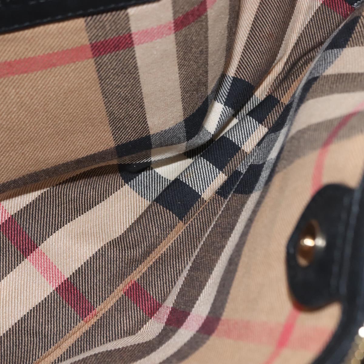 BURBERRY Hand Bag Leather Black Gold Auth ep11574