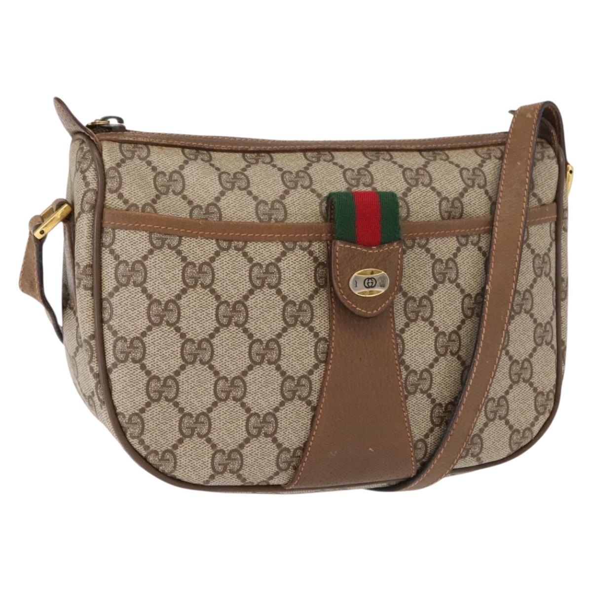 GUCCI GG Supreme Web Sherry Line Shoulder Bag PVC Beige 89 02 032 Auth ep11585