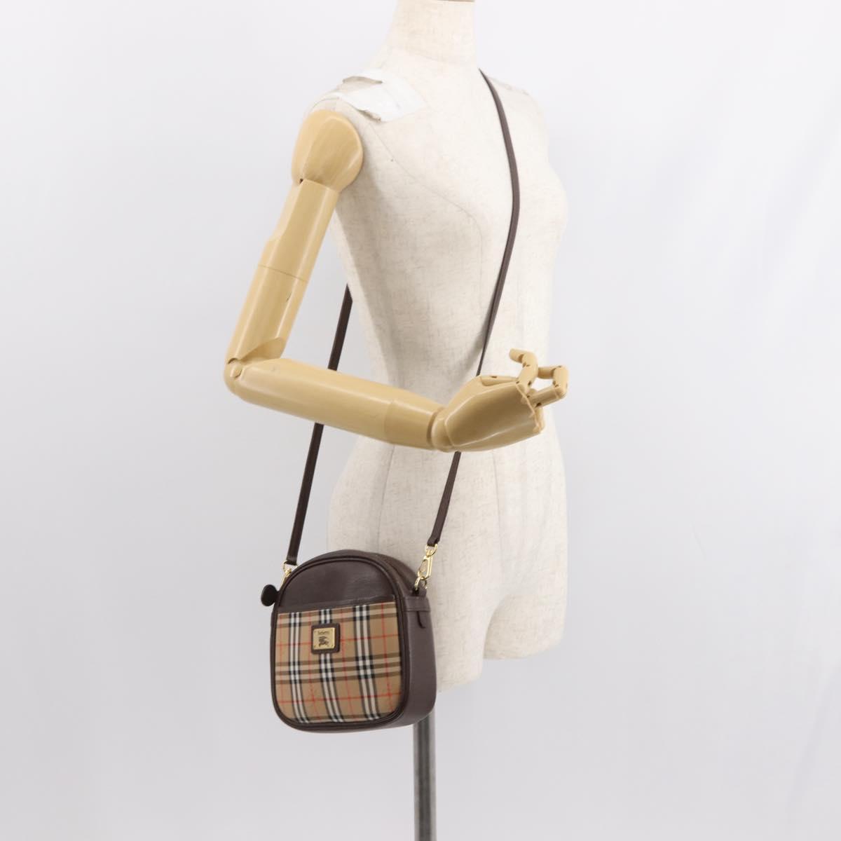 Burberrys Nova Check Shoulder Bag Canvas Beige gold Auth ep11586