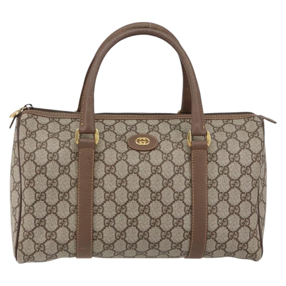 GUCCI GG Supreme Boston Bag PVC Beige Gold Auth ep11590