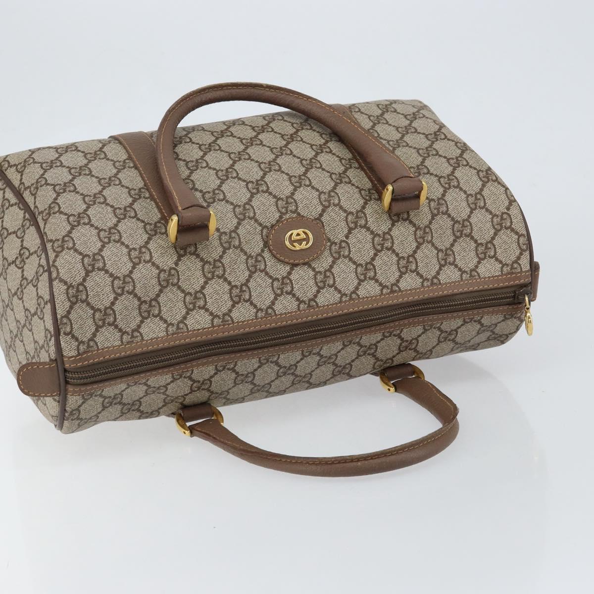 GUCCI GG Supreme Boston Bag PVC Beige Gold Auth ep11590