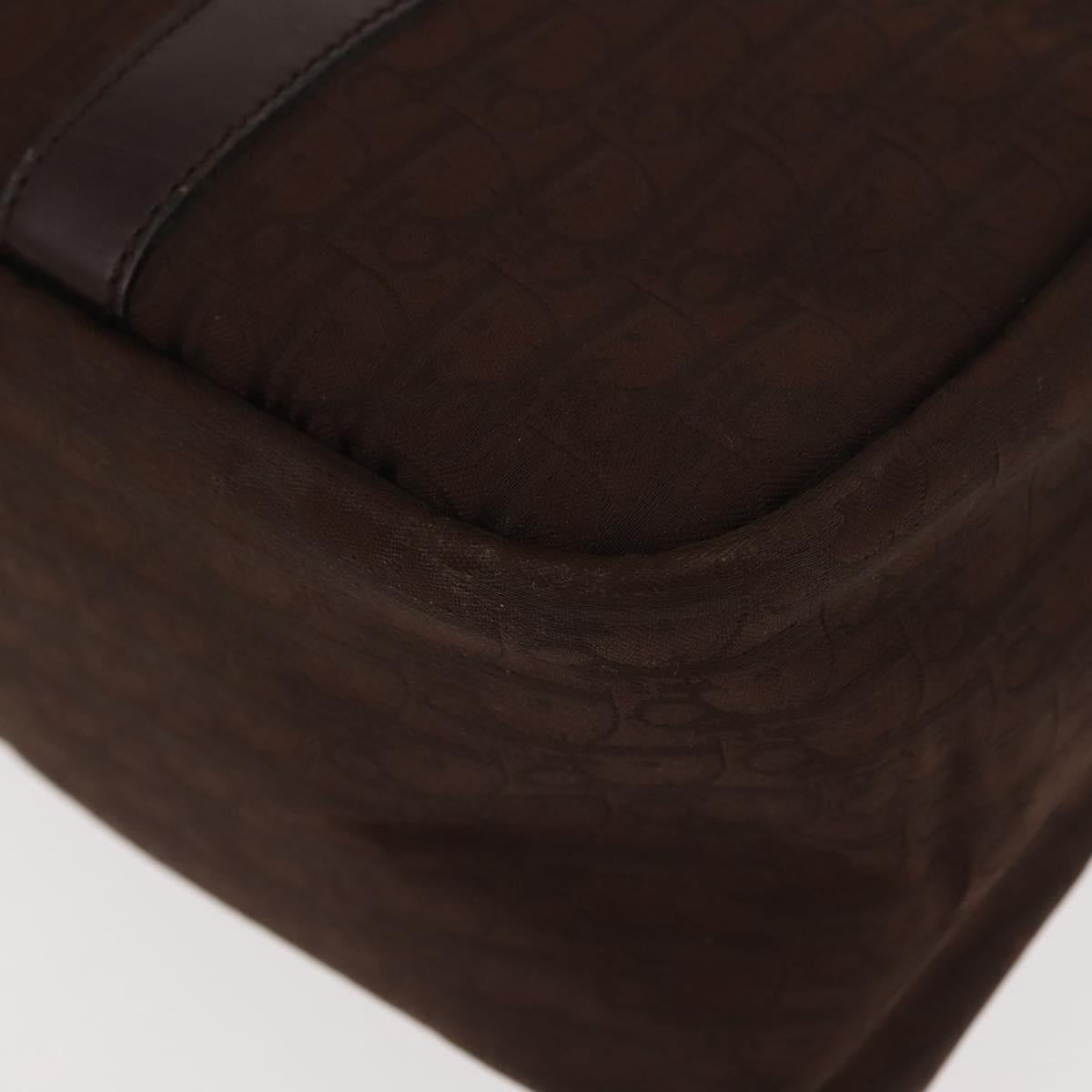 Christian Dior Trotter Canvas Hand Bag Brown Gold Auth ep11591