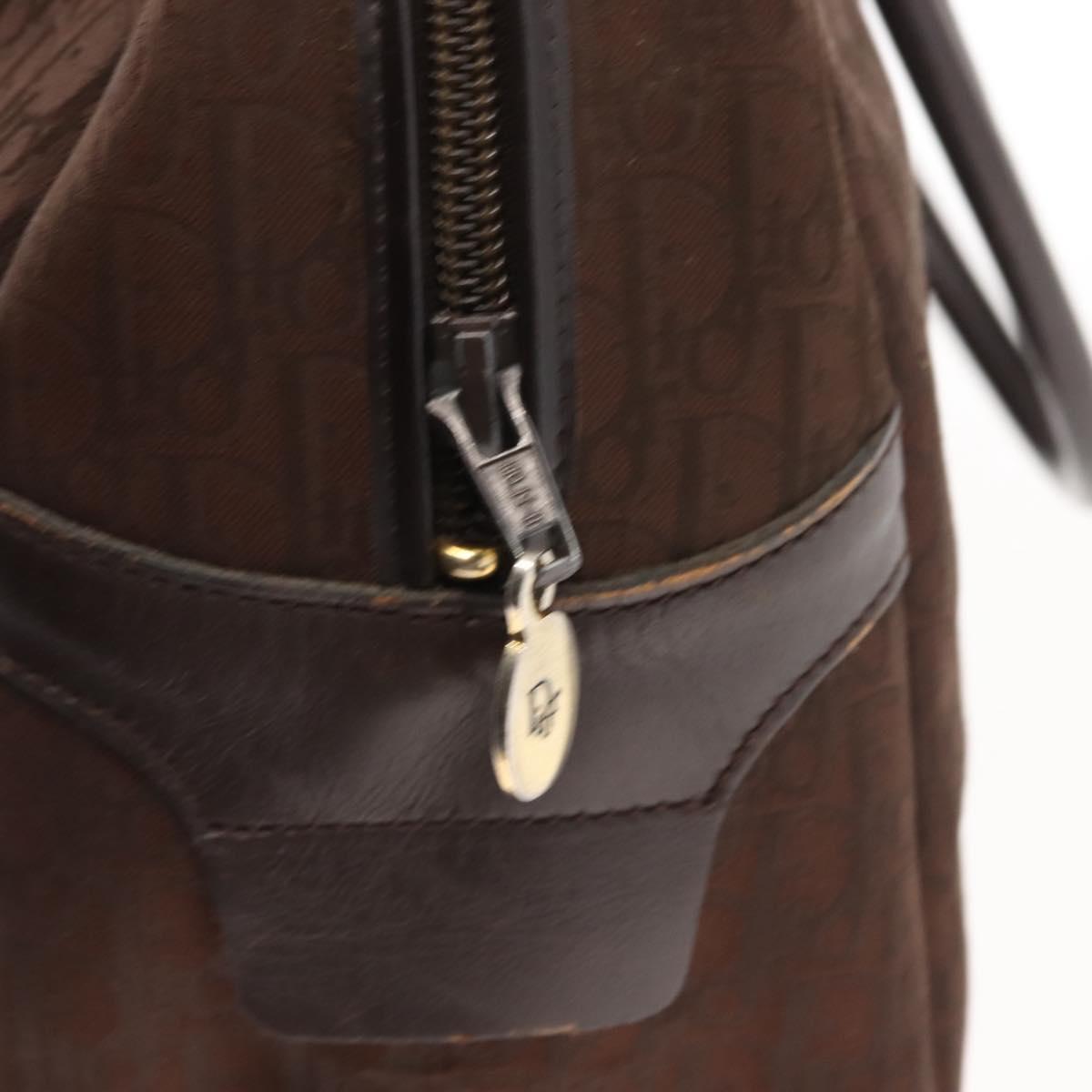Christian Dior Trotter Canvas Hand Bag Brown Gold Auth ep11591
