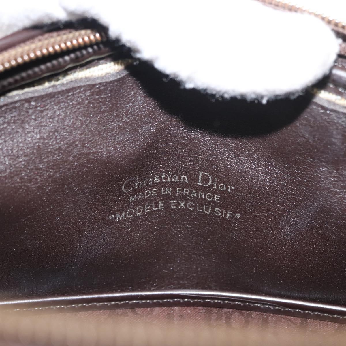 Christian Dior Trotter Canvas Hand Bag Brown Gold Auth ep11591