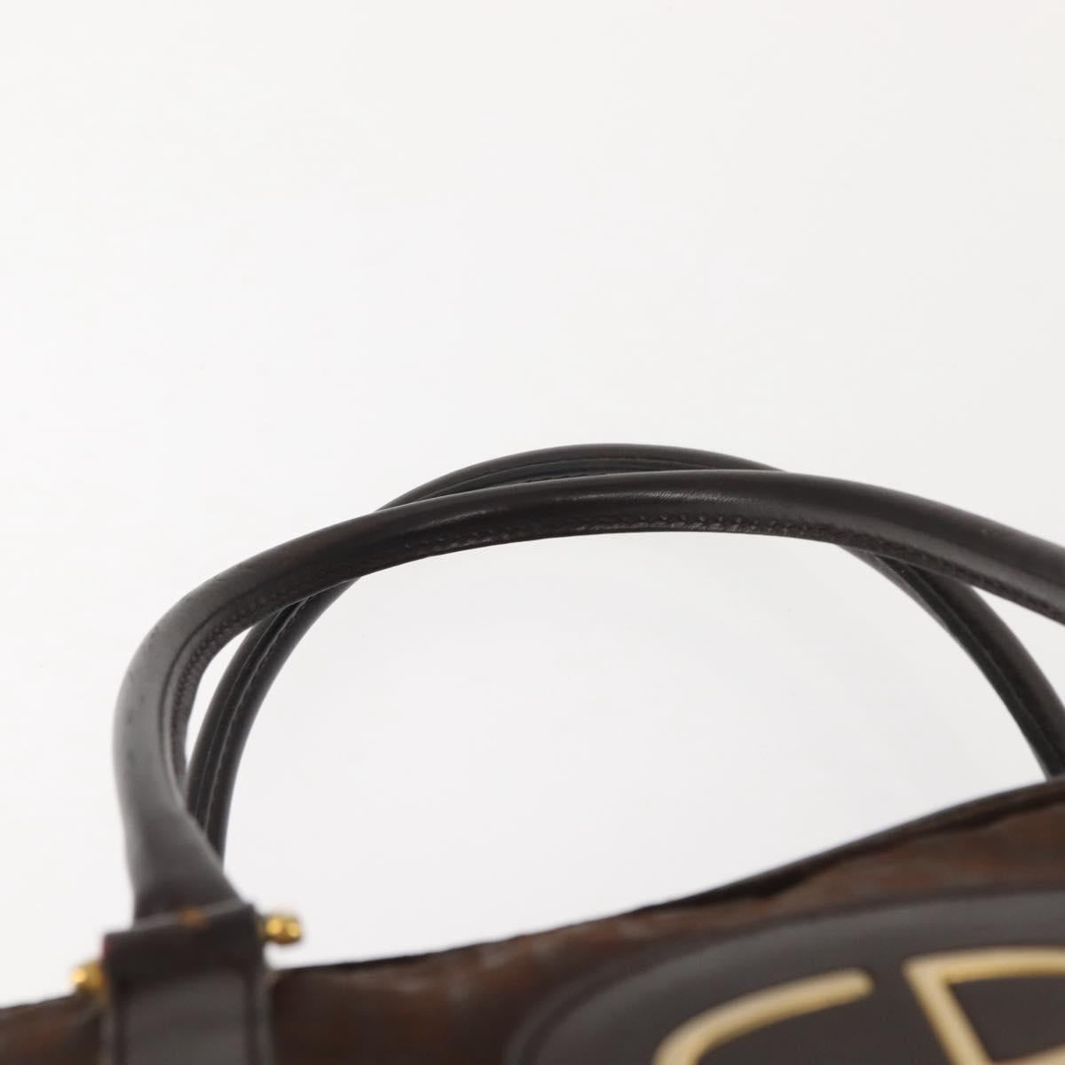 Christian Dior Trotter Canvas Hand Bag Brown Gold Auth ep11591