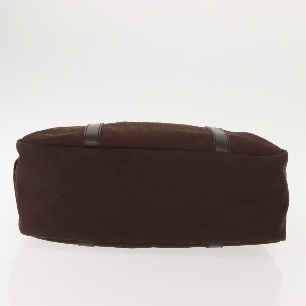 Christian Dior Trotter Canvas Hand Bag Brown Gold Auth ep11591