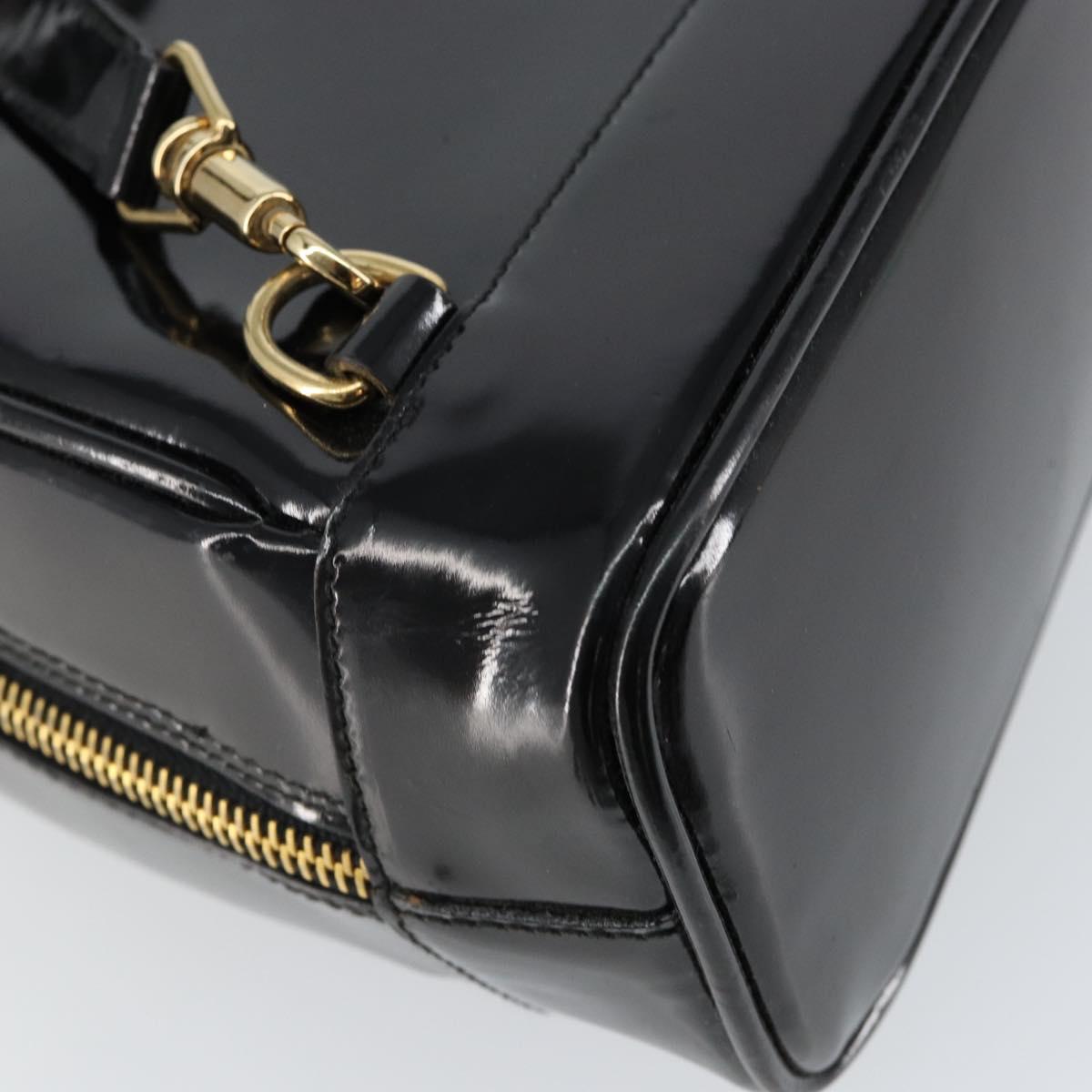 GUCCI Bamboo Body Bag Enamel Black Gold 007 2113 0127 Auth ep11592