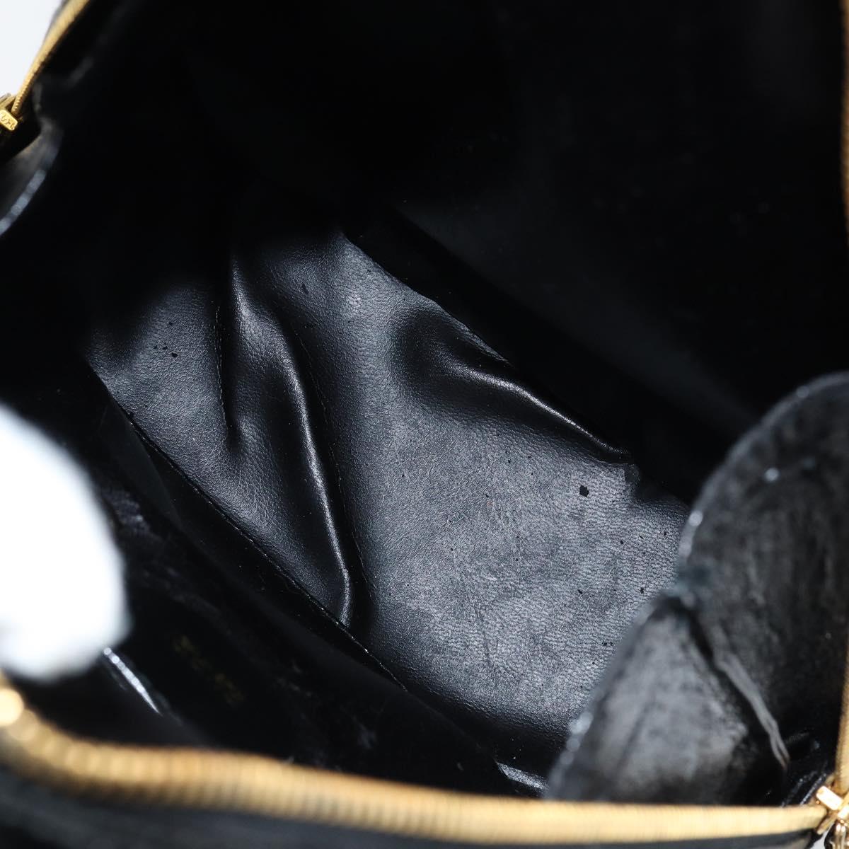 GUCCI Bamboo Body Bag Enamel Black Gold 007 2113 0127 Auth ep11592