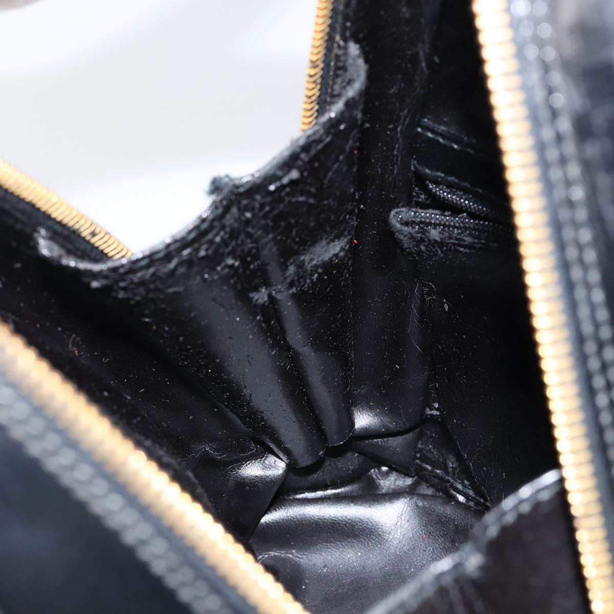 GUCCI Bamboo Body Bag Enamel Black Gold 007 2113 0127 Auth ep11592