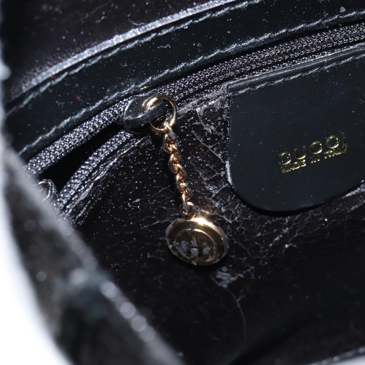 GUCCI Bamboo Body Bag Enamel Black Gold 007 2113 0127 Auth ep11592