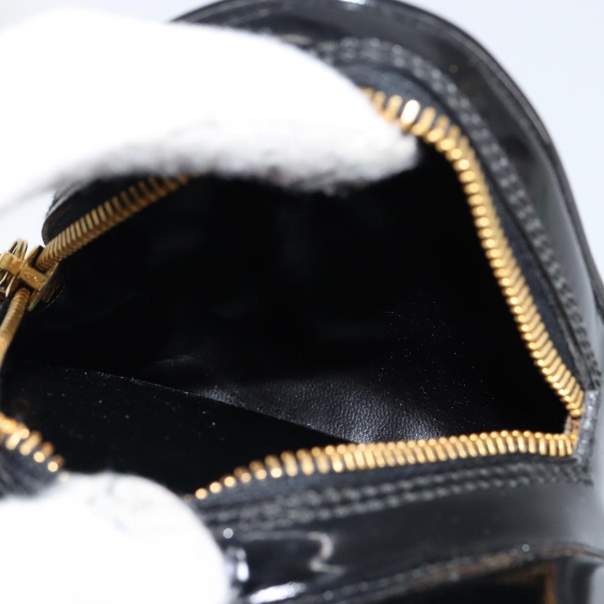 GUCCI Bamboo Body Bag Enamel Black Gold 007 2113 0127 Auth ep11592