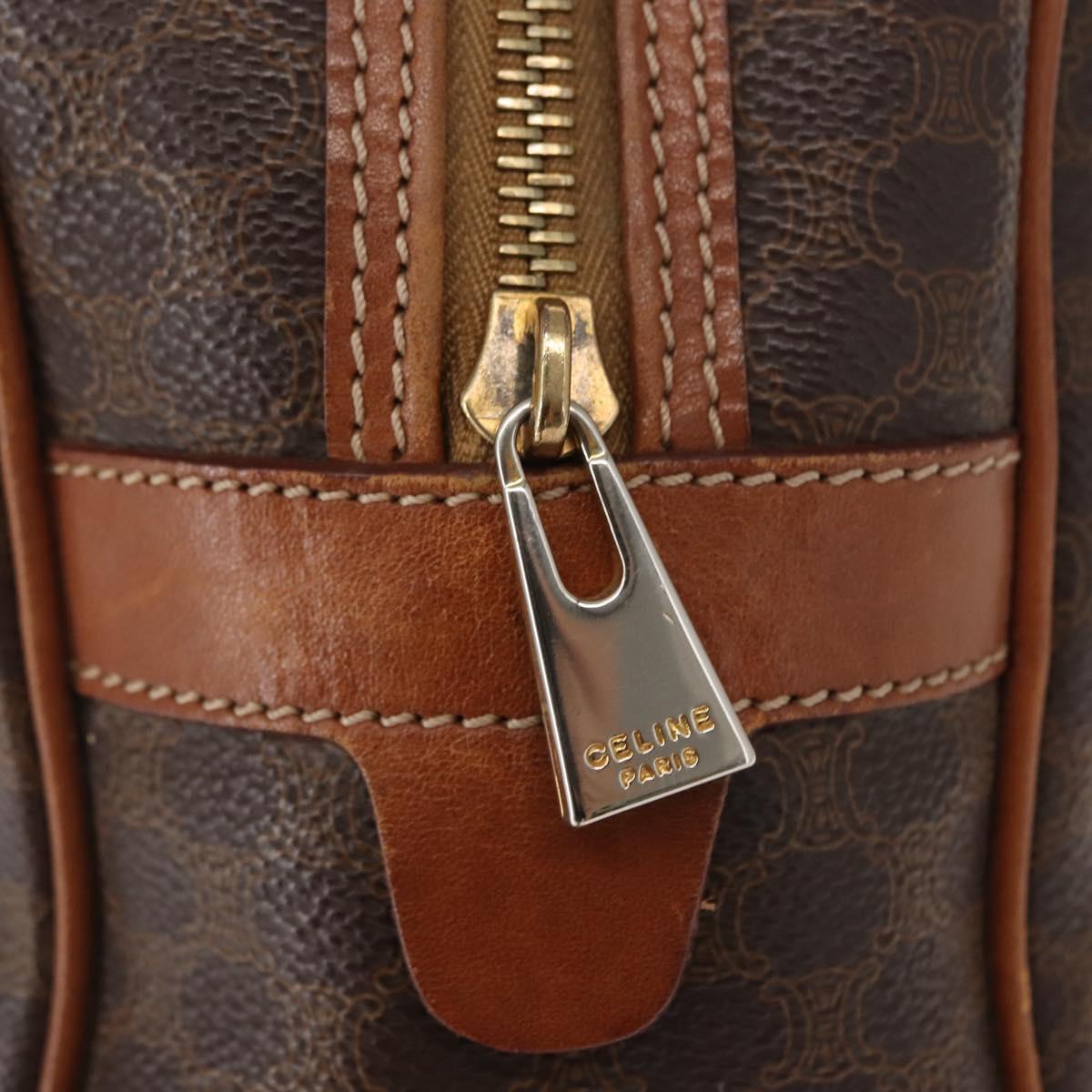 CELINE Macadam Canvas Hand Bag PVC Leather Brown Gold Auth ep11600