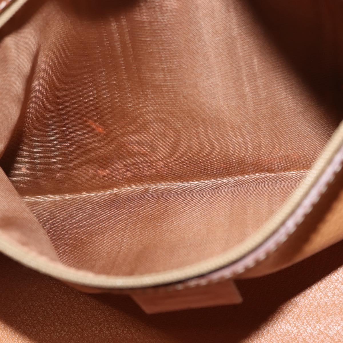 CELINE Macadam Canvas Hand Bag PVC Leather Brown Gold Auth ep11600