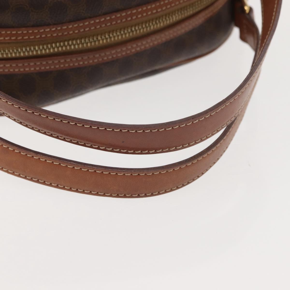 CELINE Macadam Canvas Hand Bag PVC Leather Brown Gold Auth ep11600