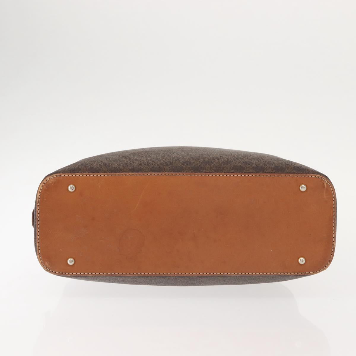 CELINE Macadam Canvas Hand Bag PVC Leather Brown Gold Auth ep11600