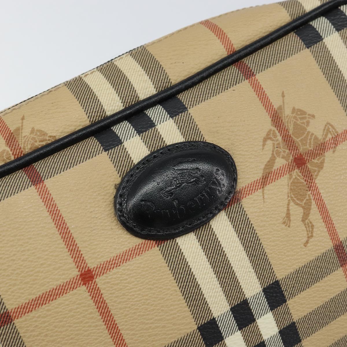 Burberrys Nova Check Clutch Bag PVC Beige Gold Auth ep11601