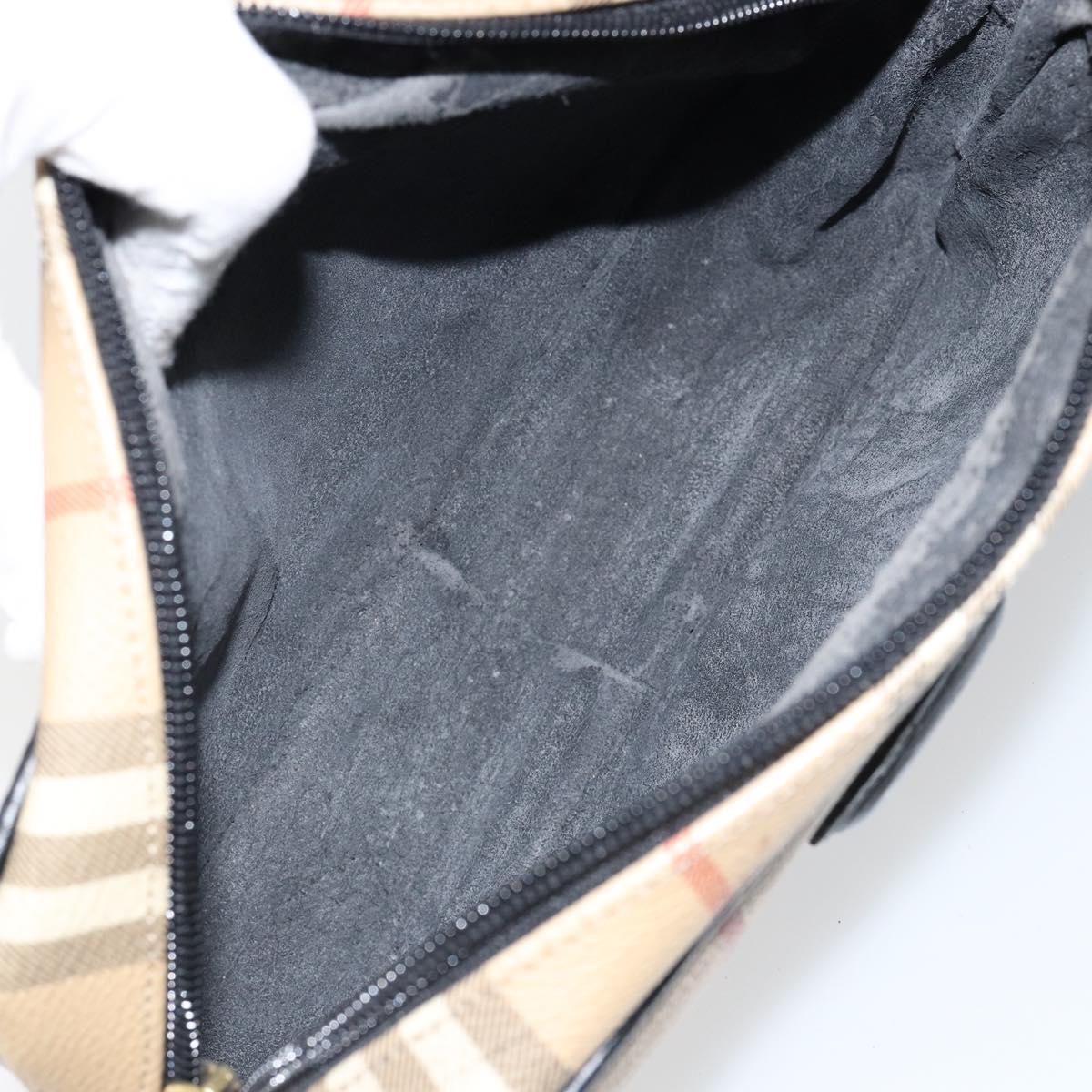 Burberrys Nova Check Clutch Bag PVC Beige Gold Auth ep11601