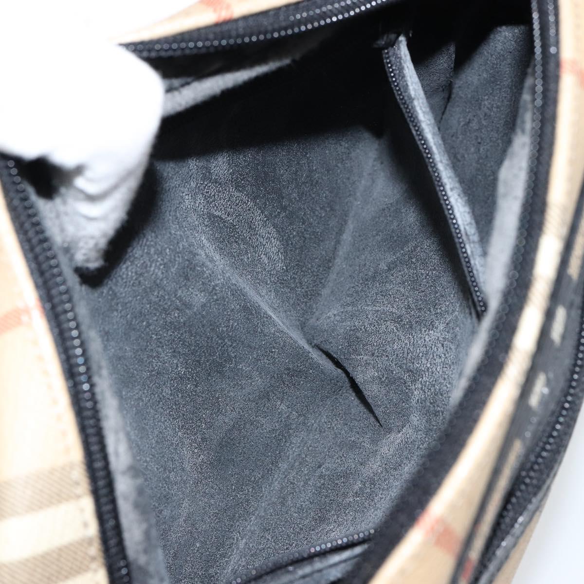 Burberrys Nova Check Clutch Bag PVC Beige Gold Auth ep11601