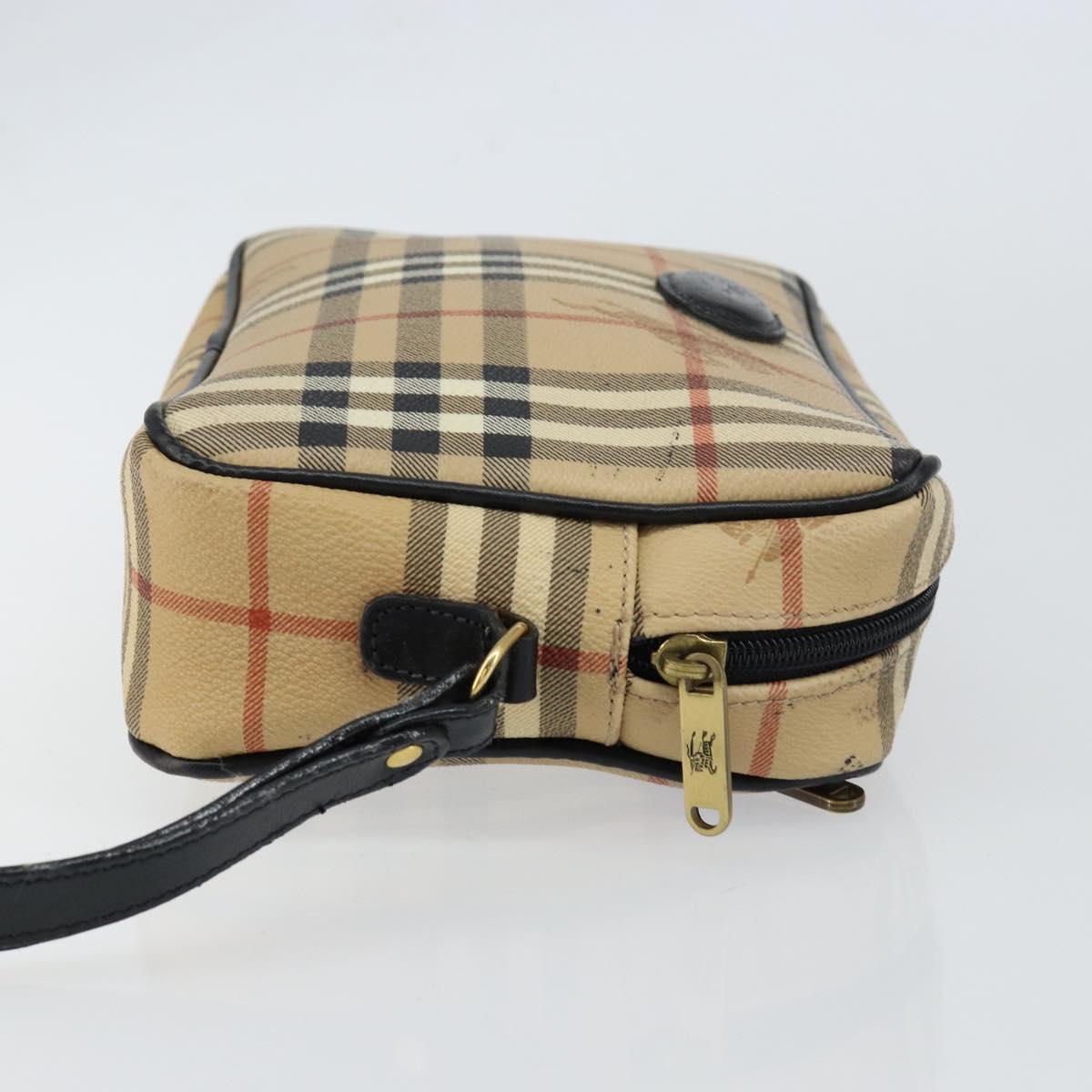 Burberrys Nova Check Clutch Bag PVC Beige Gold Auth ep11601