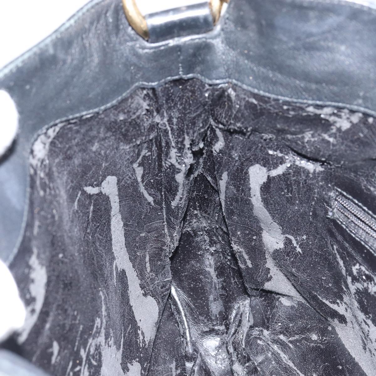 GUCCI Bamboo Hand Bag Leather Black Gold 001 2123 1638 Auth ep11605