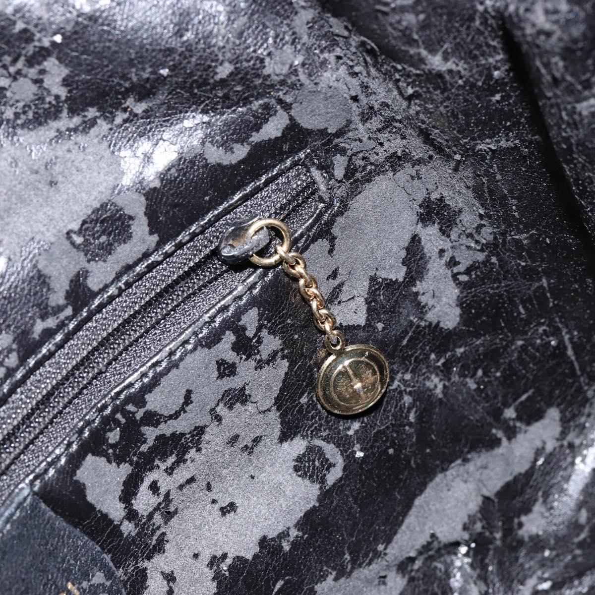 GUCCI Bamboo Hand Bag Leather Black Gold 001 2123 1638 Auth ep11605