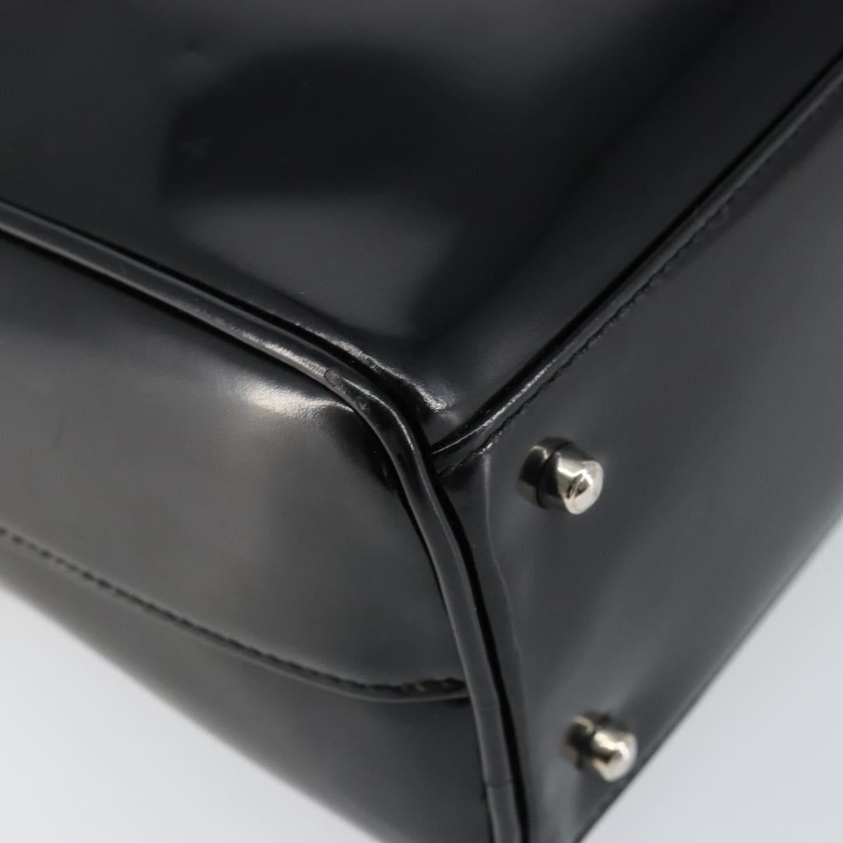 GUCCI Soho Hand Bag Enamel Black Silver 000 2058 0505 5 Auth ep11607