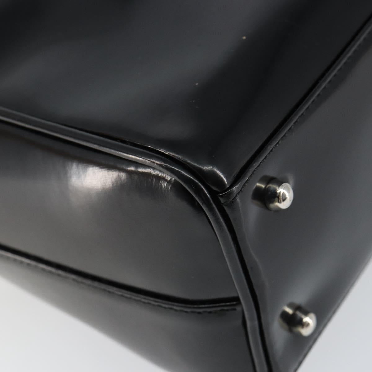 GUCCI Soho Hand Bag Enamel Black Silver 000 2058 0505 5 Auth ep11607