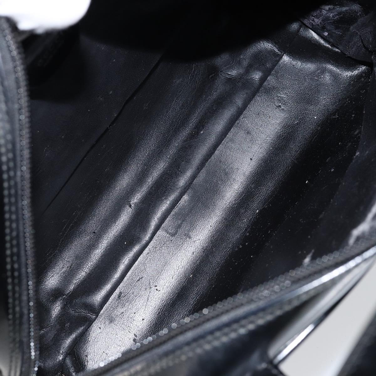 GUCCI Soho Hand Bag Enamel Black Silver 000 2058 0505 5 Auth ep11607