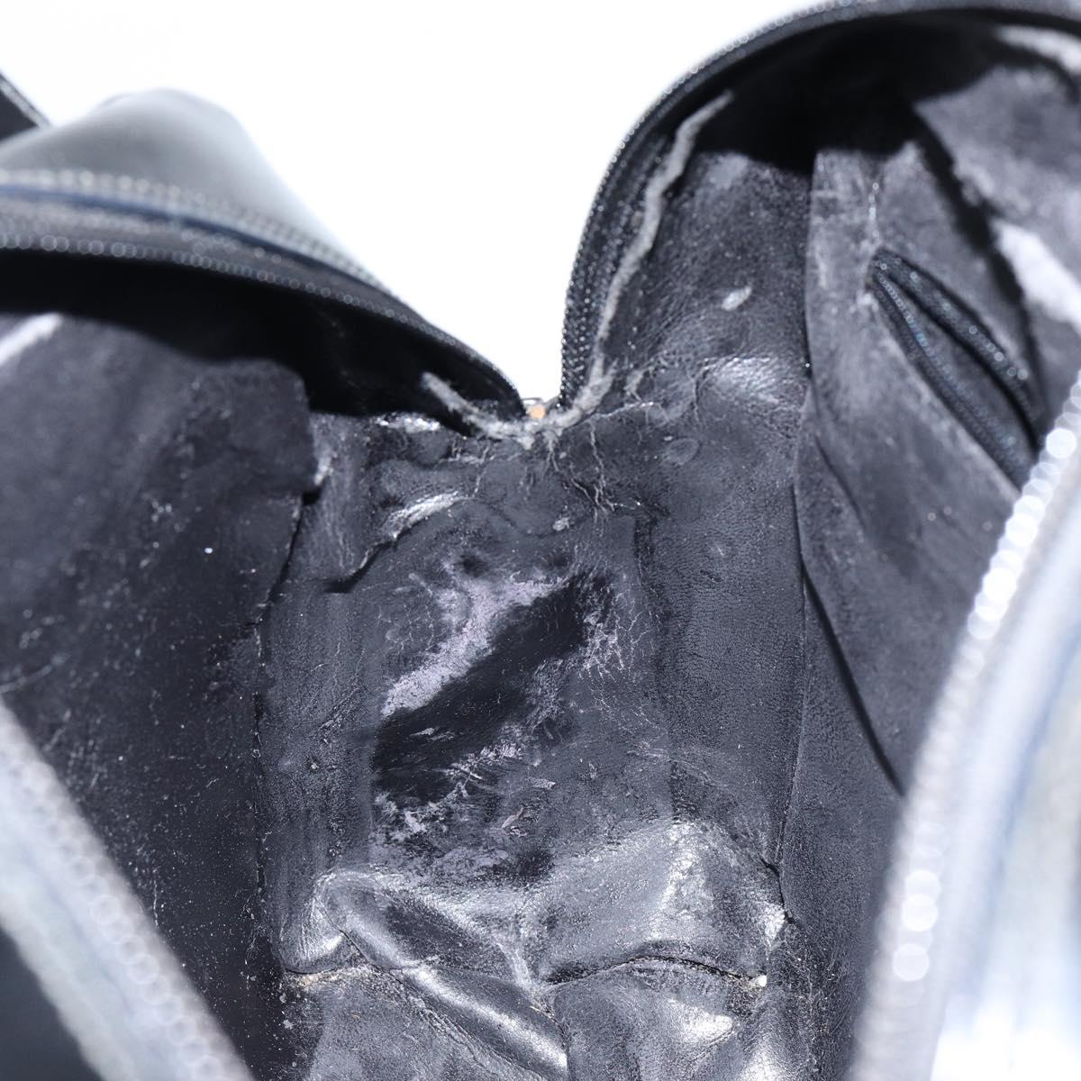 GUCCI Soho Hand Bag Enamel Black Silver 000 2058 0505 5 Auth ep11607