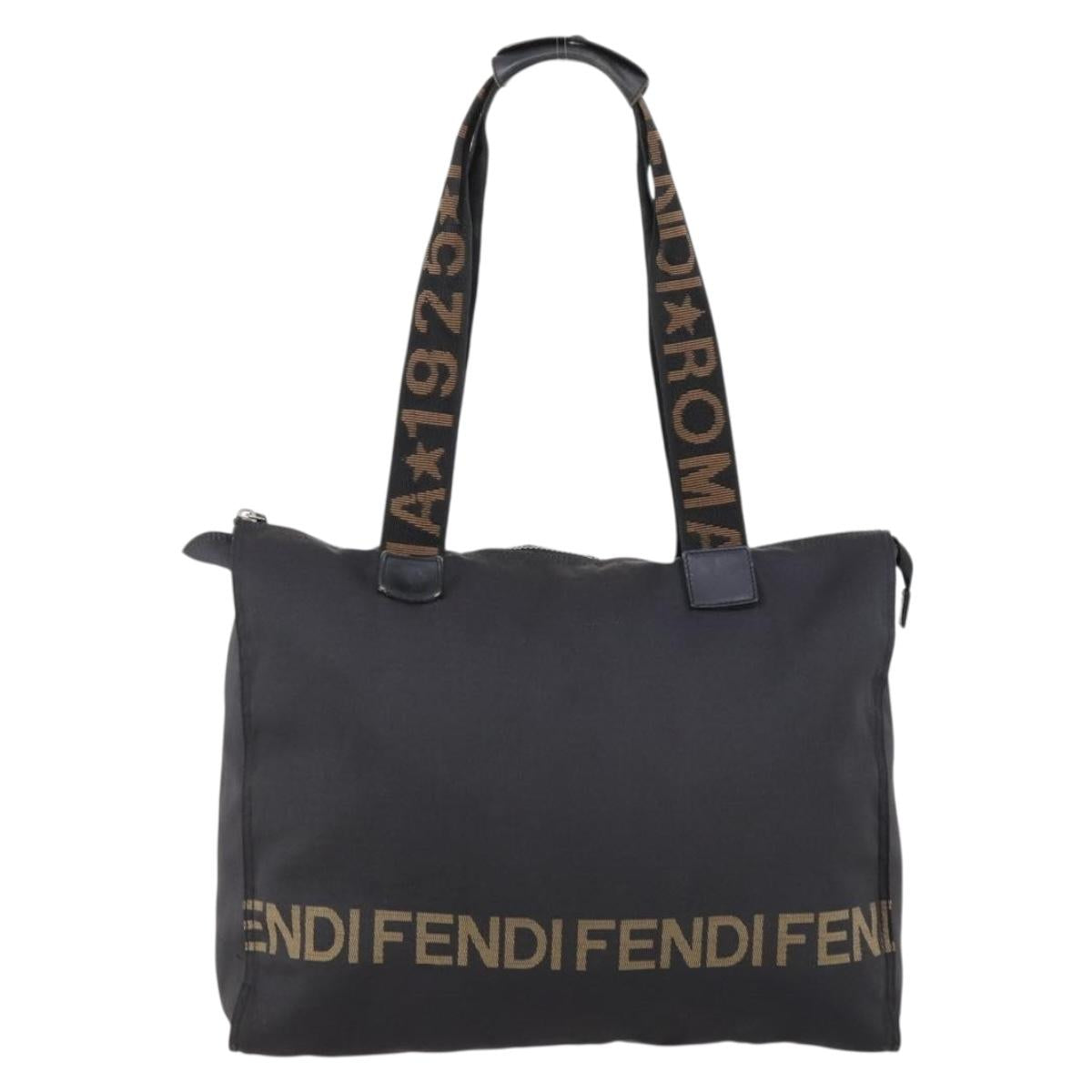 FENDI Tote Bag Nylon Black Silver Auth ep11611