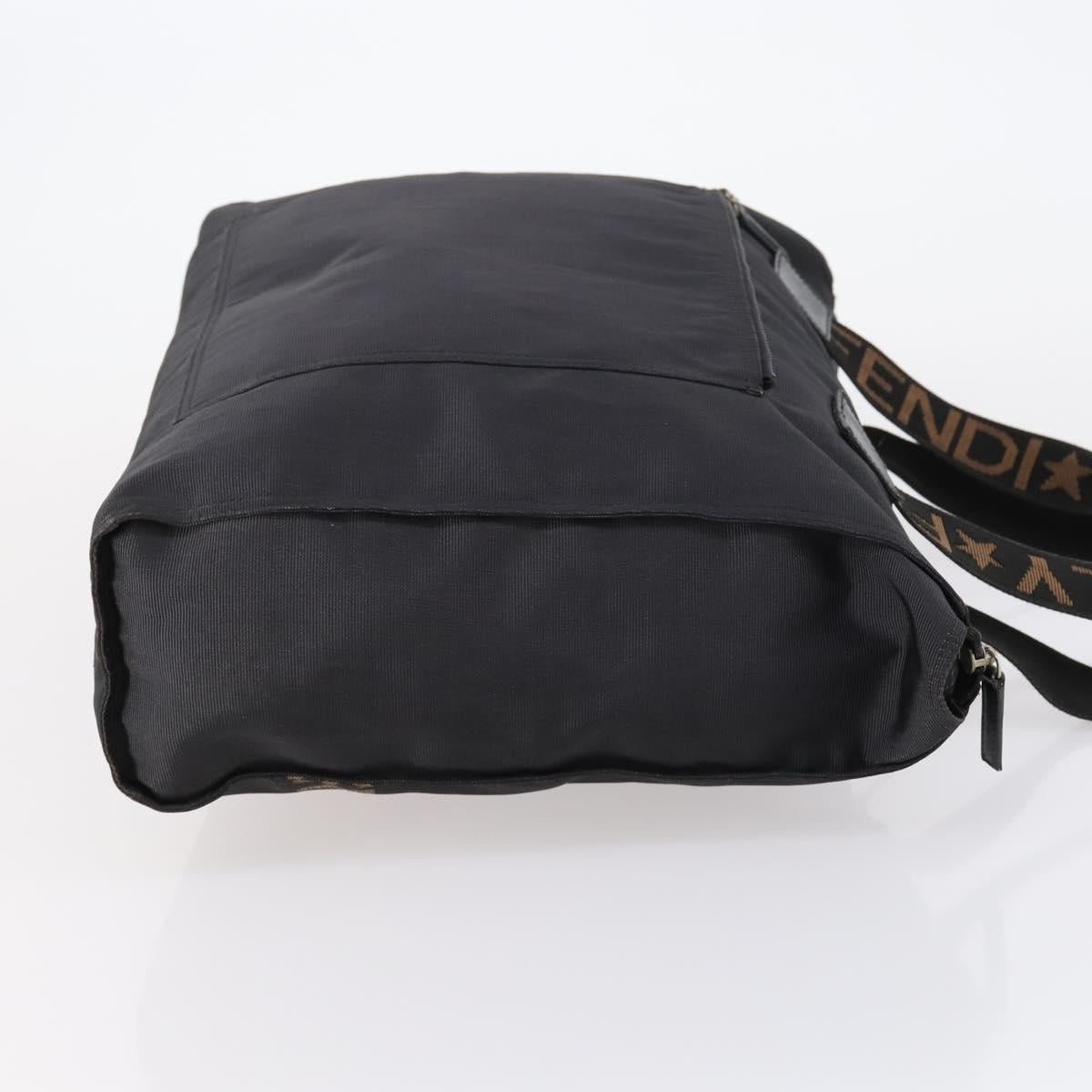 FENDI Tote Bag Nylon Black Silver Auth ep11611