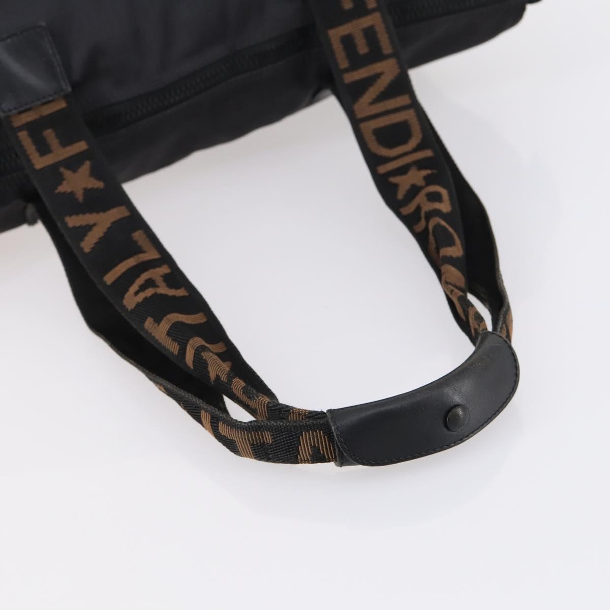 FENDI Tote Bag Nylon Black Silver Auth ep11611