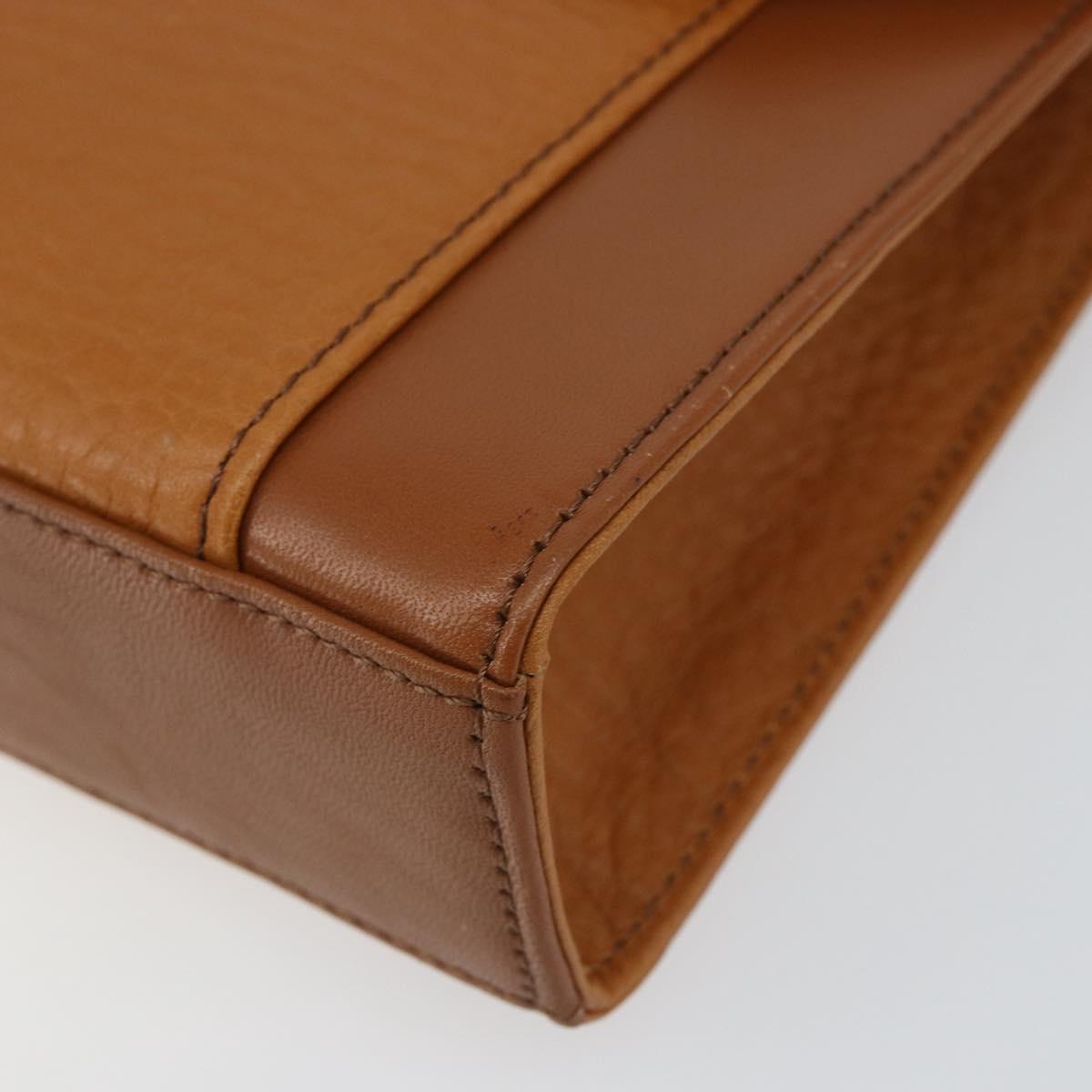 Burberrys Shoulder Bag Leather Gold Brown Auth ep11612