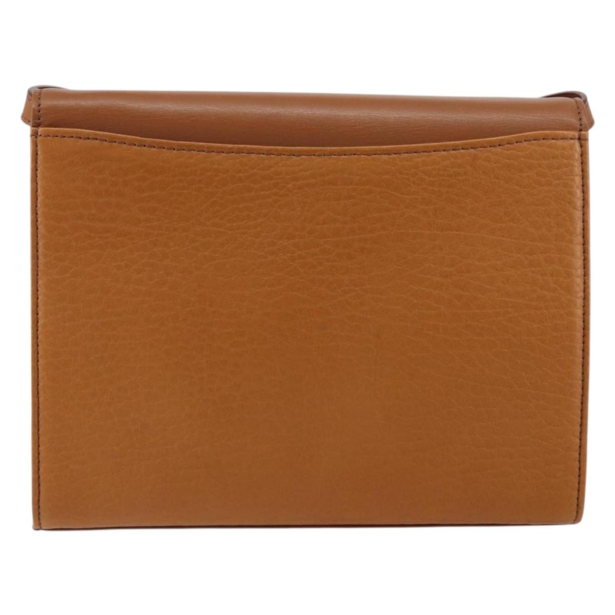 Burberrys Shoulder Bag Leather Gold Brown Auth ep11612