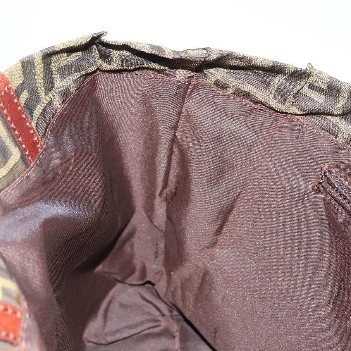 FENDI Zucca Canvas Tote Bag Black Brown Auth ep11618