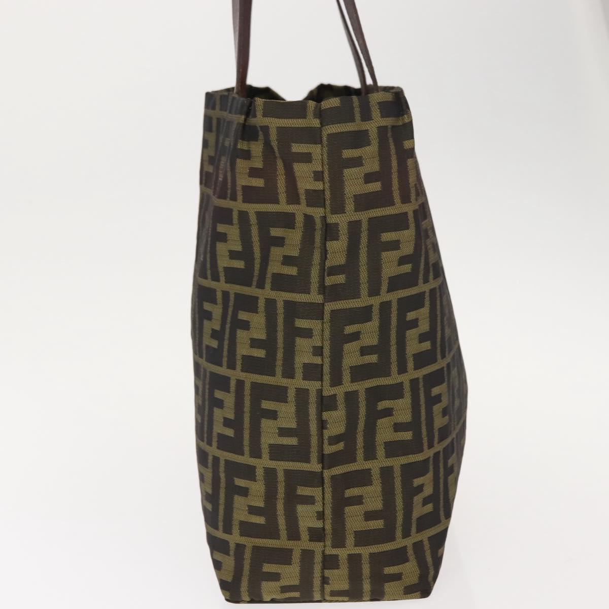 FENDI Zucca Canvas Tote Bag Black Brown Auth ep11618