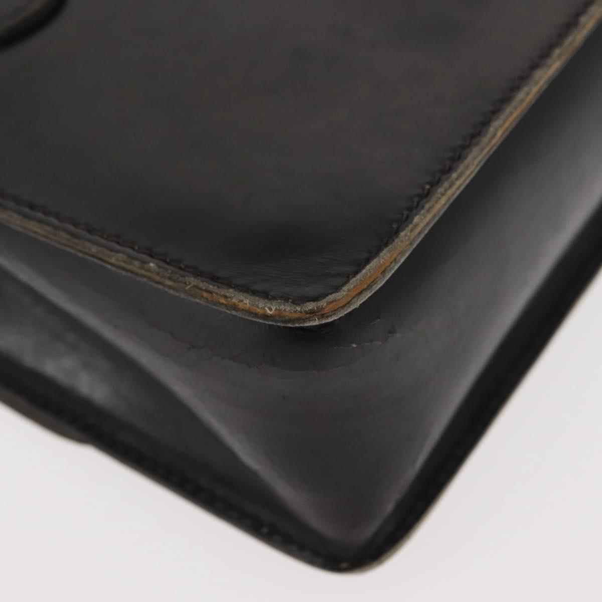 GUCCI Bamboo Hand Bag Leather Black Gold Auth ep11619