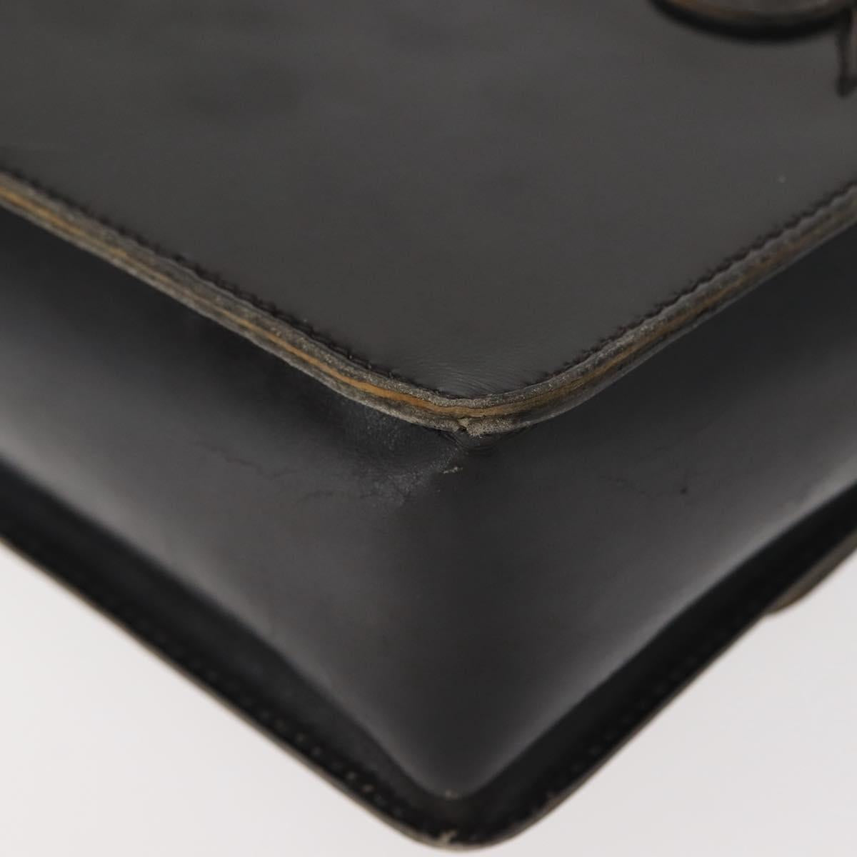 GUCCI Bamboo Hand Bag Leather Black Gold Auth ep11619