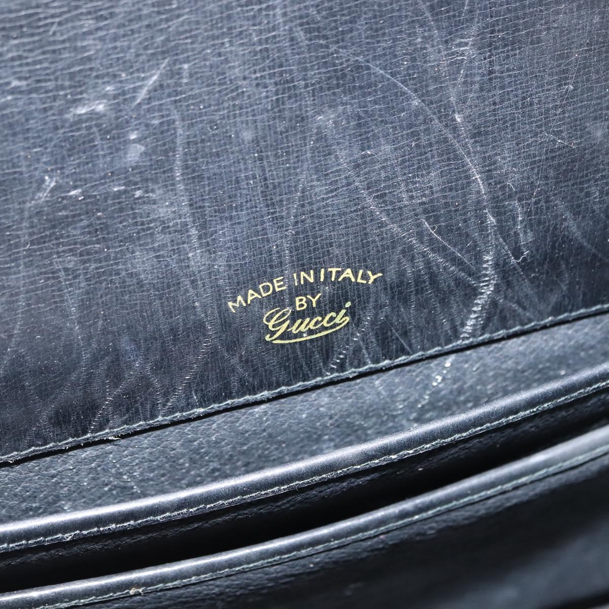 GUCCI Bamboo Hand Bag Leather Black Gold Auth ep11619