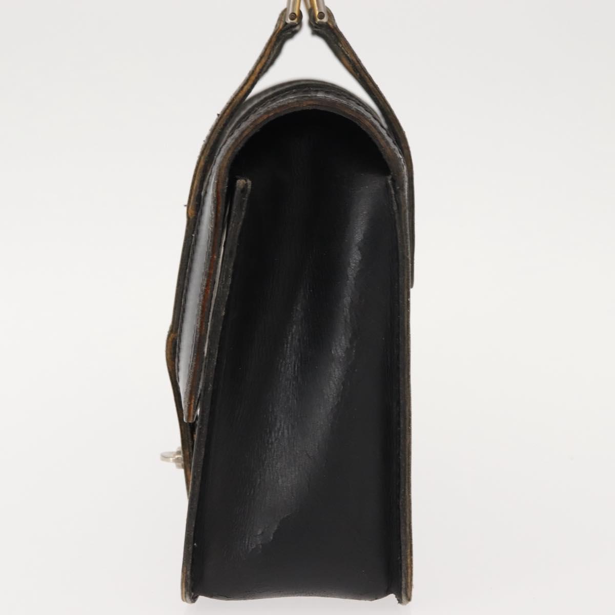 GUCCI Bamboo Hand Bag Leather Black Gold Auth ep11619