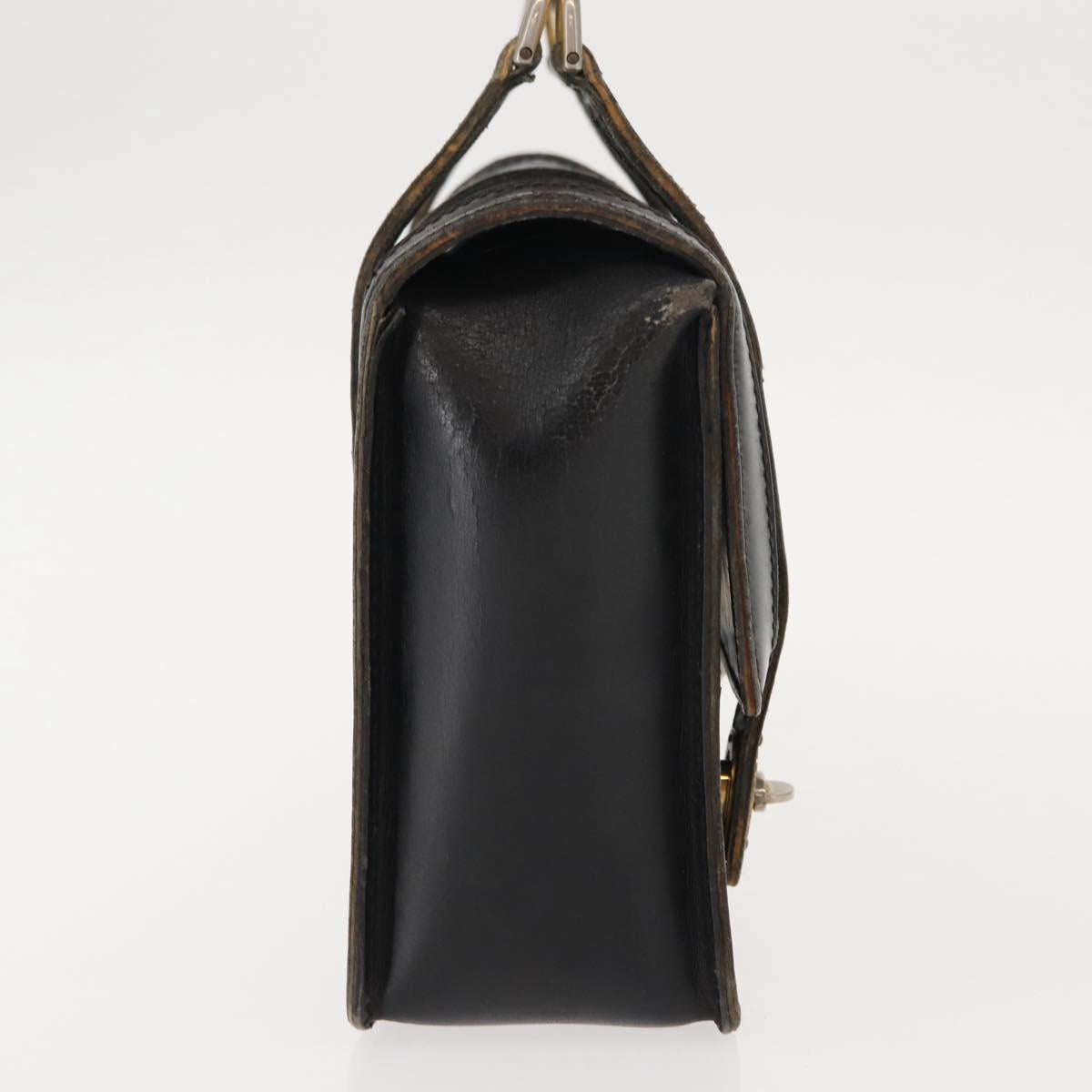 GUCCI Bamboo Hand Bag Leather Black Gold Auth ep11619