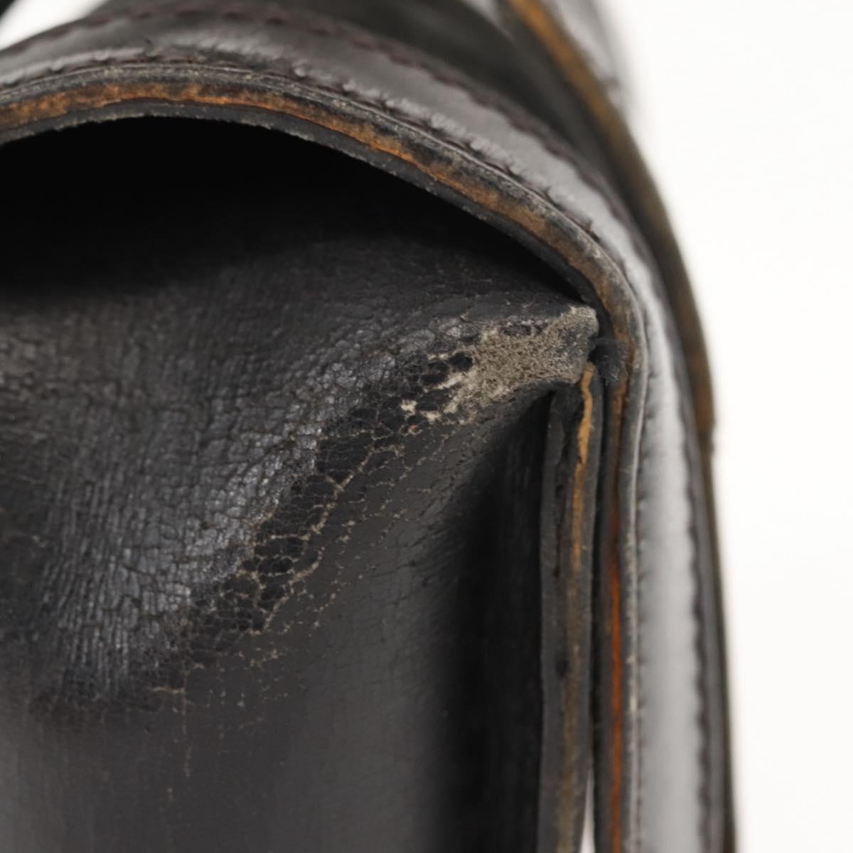 GUCCI Bamboo Hand Bag Leather Black Gold Auth ep11619