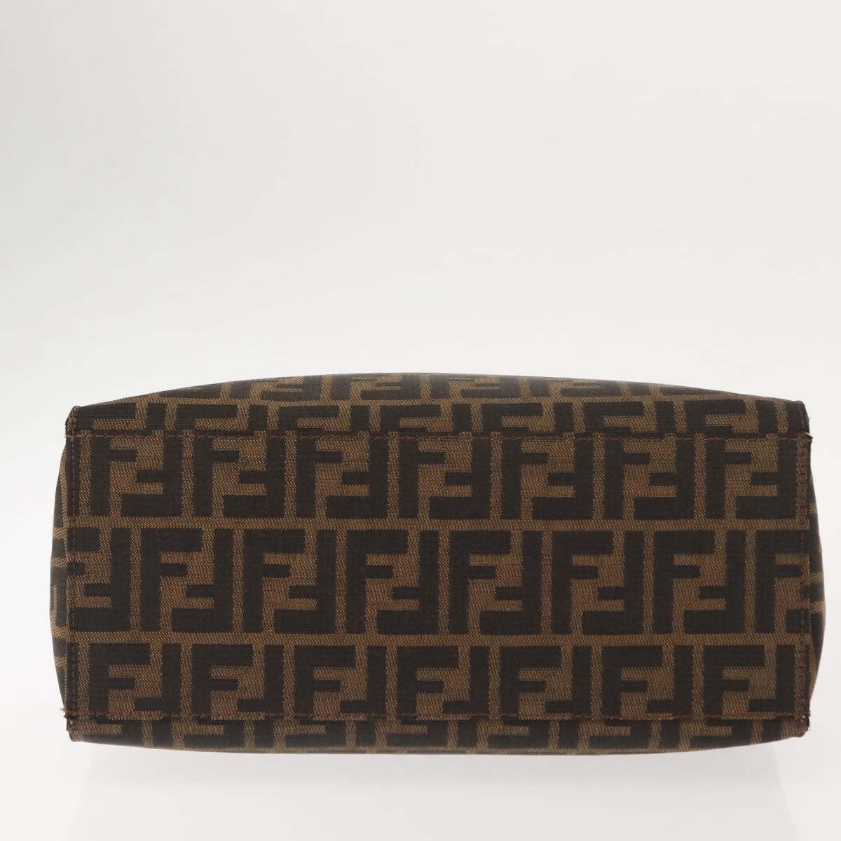 FENDI Zucca Canvas Mamma Baguette Tote Bag Black Brown Auth ep11622