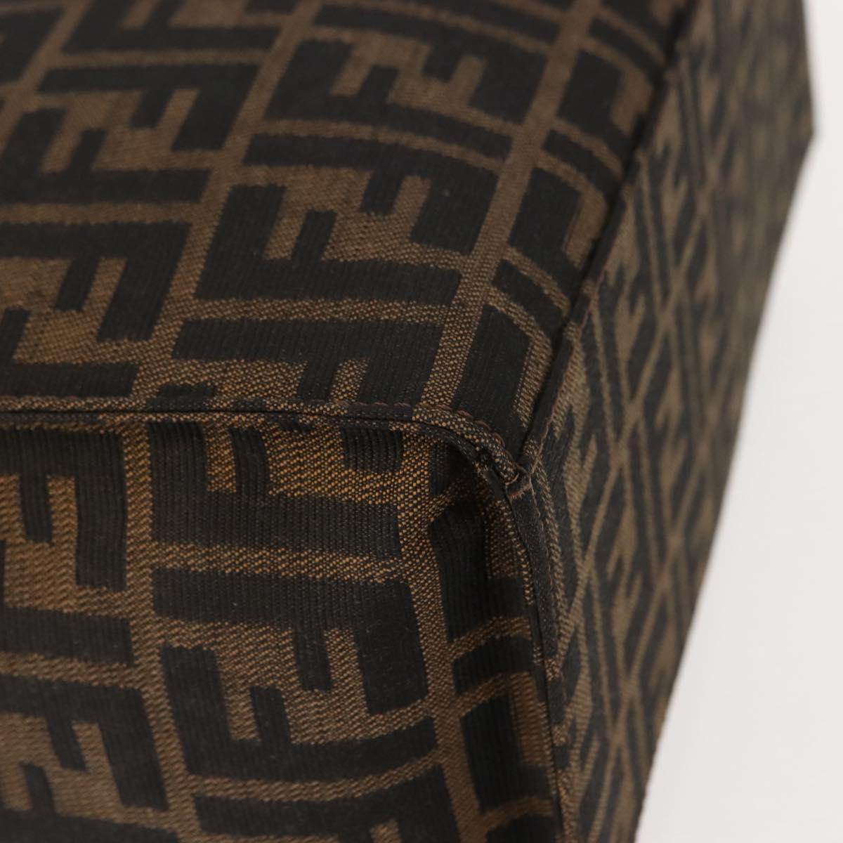 FENDI Zucca Canvas Mamma Baguette Tote Bag Black Brown Auth ep11622