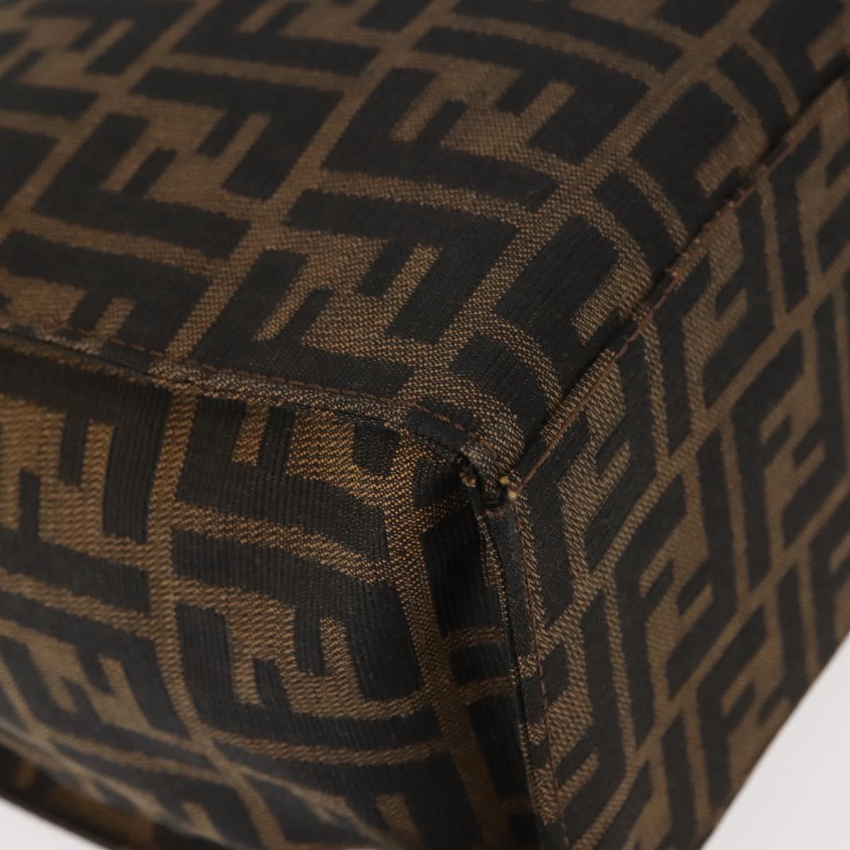 FENDI Zucca Canvas Mamma Baguette Tote Bag Black Brown Auth ep11622