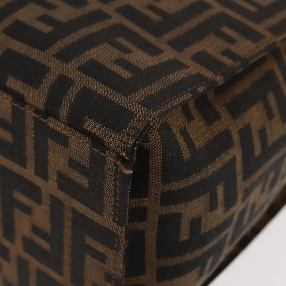 FENDI Zucca Canvas Mamma Baguette Tote Bag Black Brown Auth ep11622